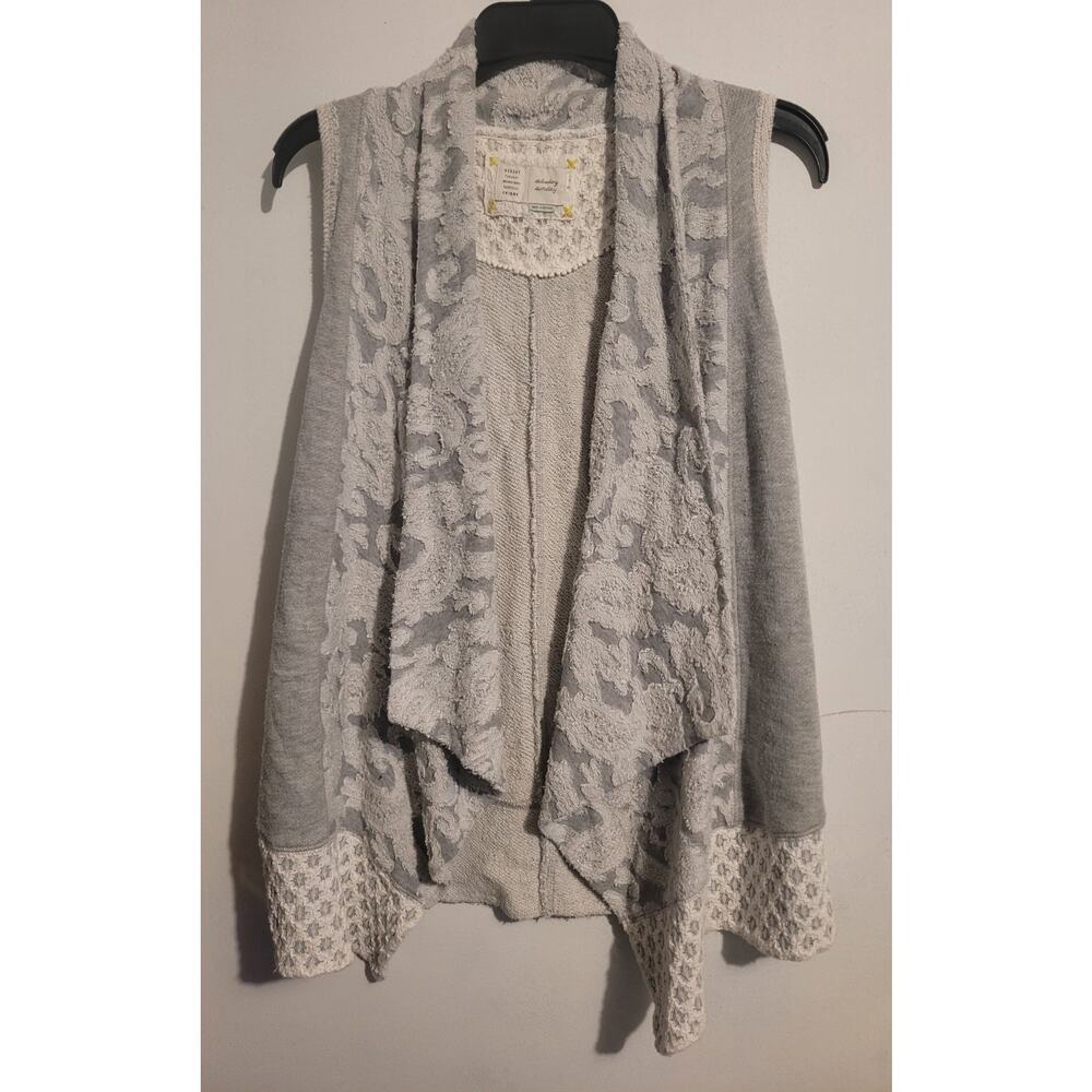 Anthropologie Saturday/Sunday Vest Open Front Cardigan Lace Boho Draped Flowy